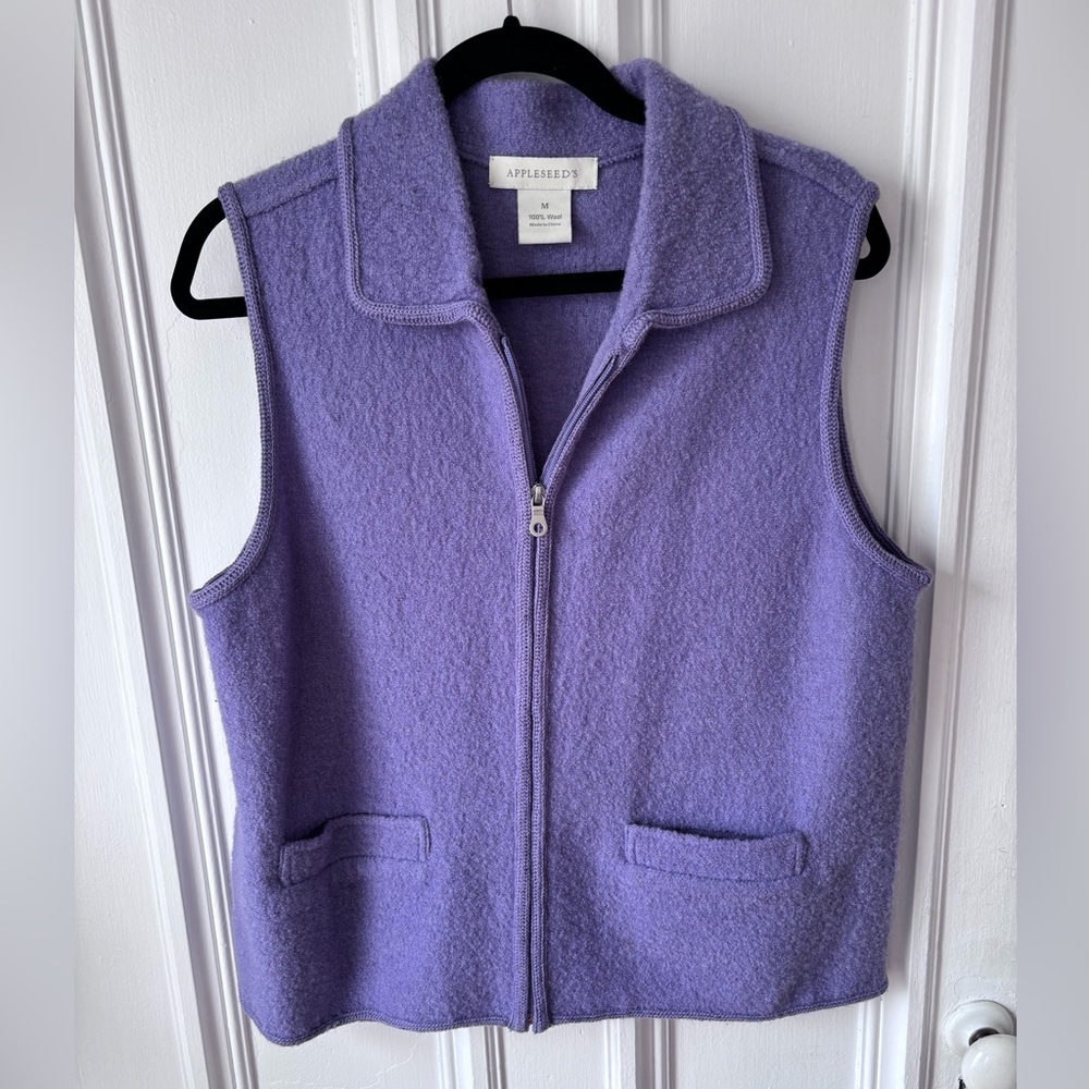 Appleseeds Women’s 100% Wool Lavender Sleeveless Vest/Jacket Size Medium